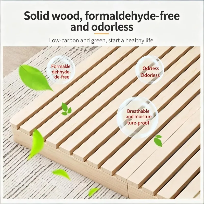 Modern Eco-Friendly Durable Minimalist Solid Wood Platform Bed Japanese Tatami Floor Bed Frame Queen King Size No Headboard