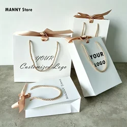 10 Pcs Custom Logo Gift Bag Packaging Box For Small Businesses Valentines Day Paper Bag Favors Boxes Wedding Birthday Flower