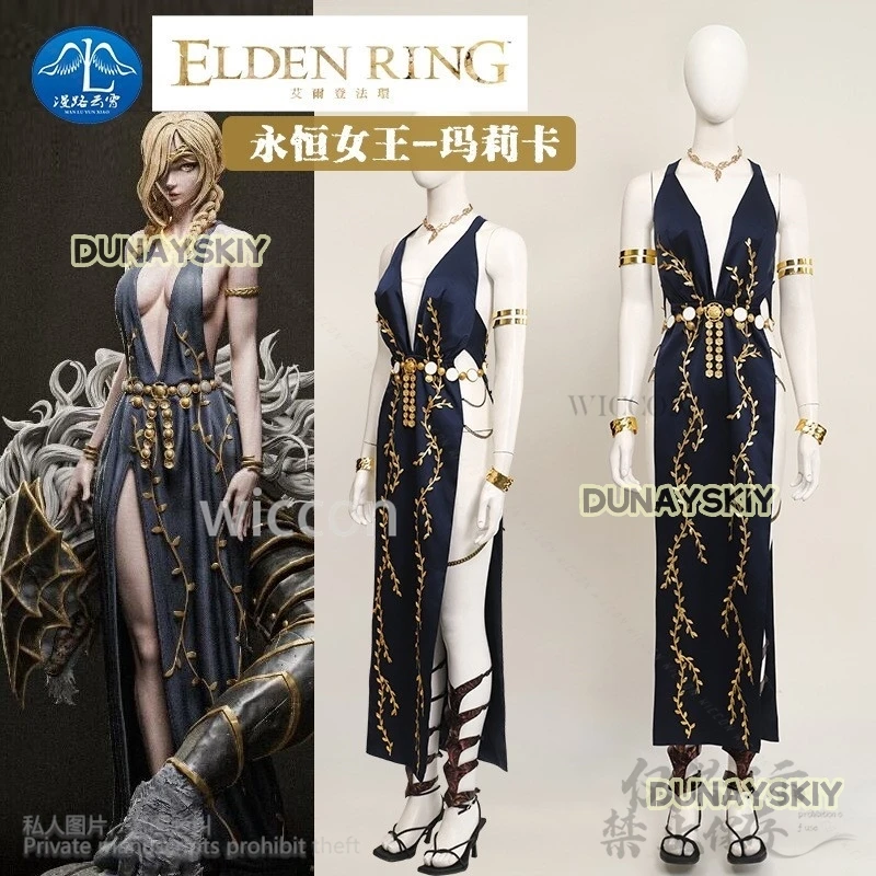 Queen Marika Cosplay Anime Game Eldenn Costume Rings high-quality Dress Lolita Shoes Wigs For Girls Woman Christmas Customized