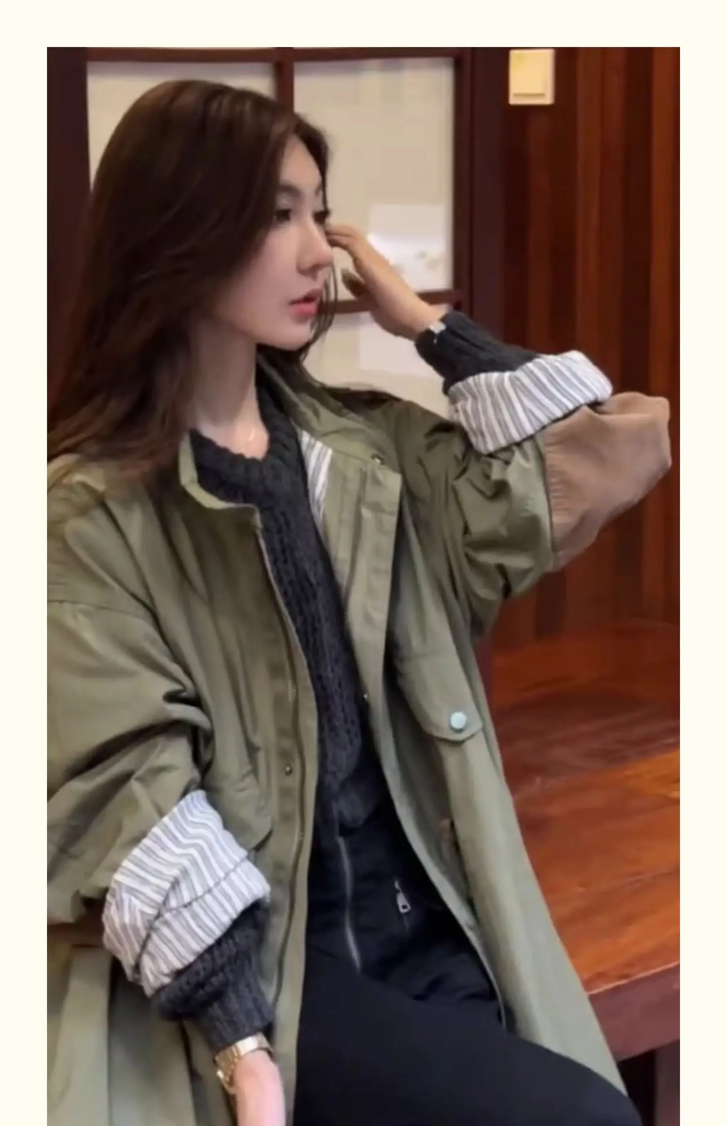 American Retro Stormtrooper Autumn Outfit New High-end Feeling Super Beautiful Military Green Work Jacket Female