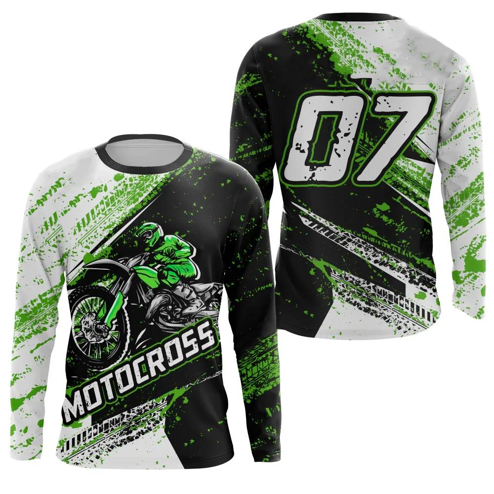 

Молодежный трикотаж для мотокросса, зеленый велосипед для бездорожья для мужчин и женщин, детская футболка для гонок по бездорожью с длинными рукавами, свободные повседневные футболки