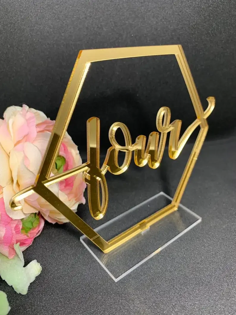 

Rustic Wedding Geometric gold Table Numbers With Holder Set,Shower party Number Sign,Personalized Elegant mirror table number