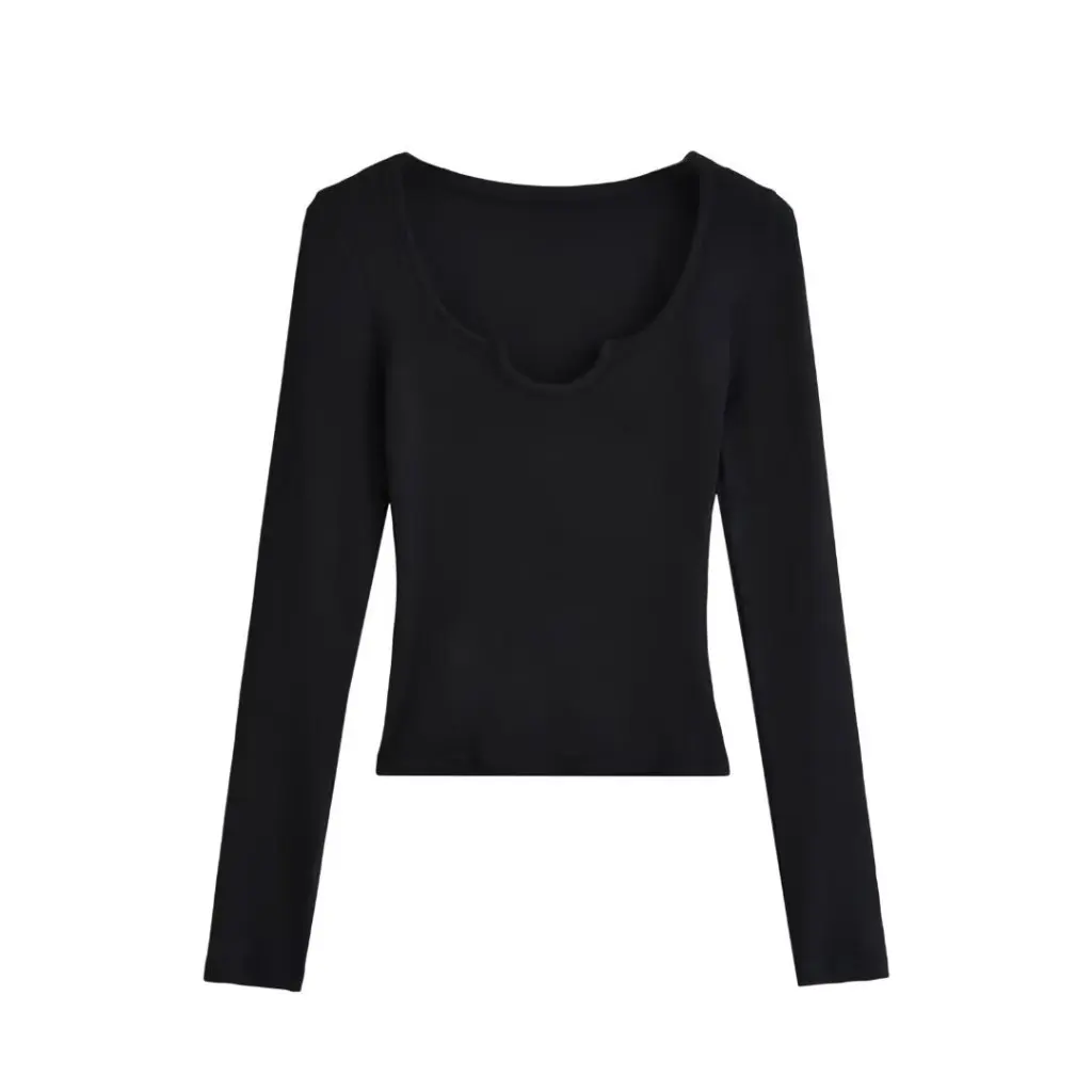 

Winter Fashion Women's Long Sleeve T-Shirt Multi-Color U-Neck Thread Detail Top European American Style X92413