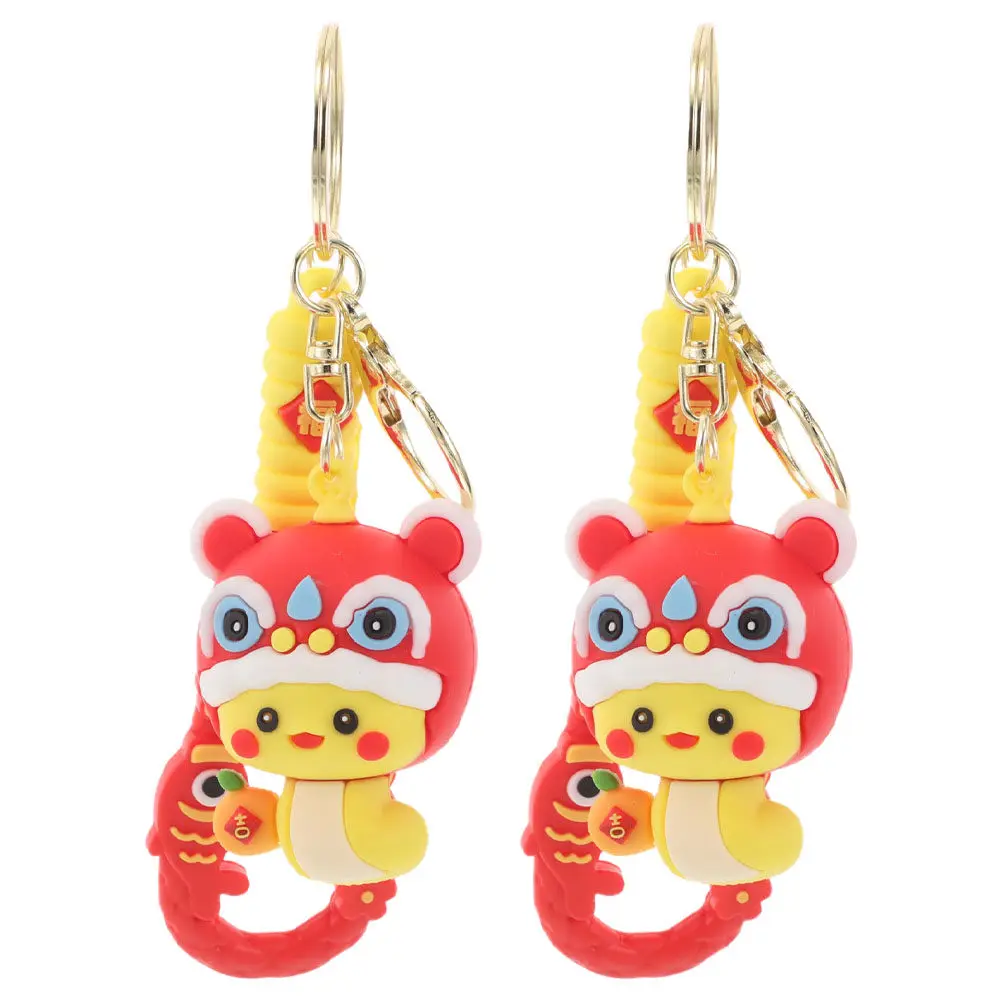 2Pcs Chinese New Year Snake Keychain Lucky Zodiac 2025 Year of The Snake Car Purse Backpack Charm Keyrings Good Luck Keychain