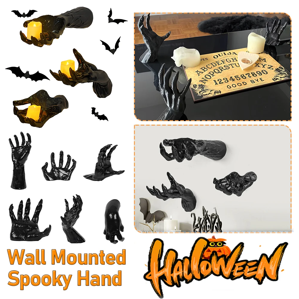 

3 шт., настенные украшения ужасов на Хэллоуин в натуральную величину с подсветкой, жуткие ручные украшения для стены дома, дома