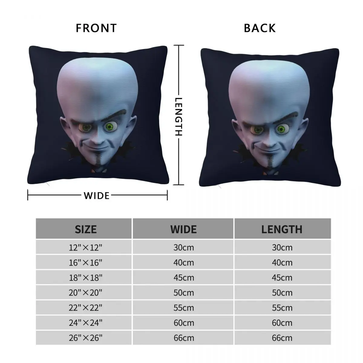 Smiling Megamind Square Pillowcase Polyester Linen Velvet Creative Zip Decorative Throw Pillow Case Home Cushion Case