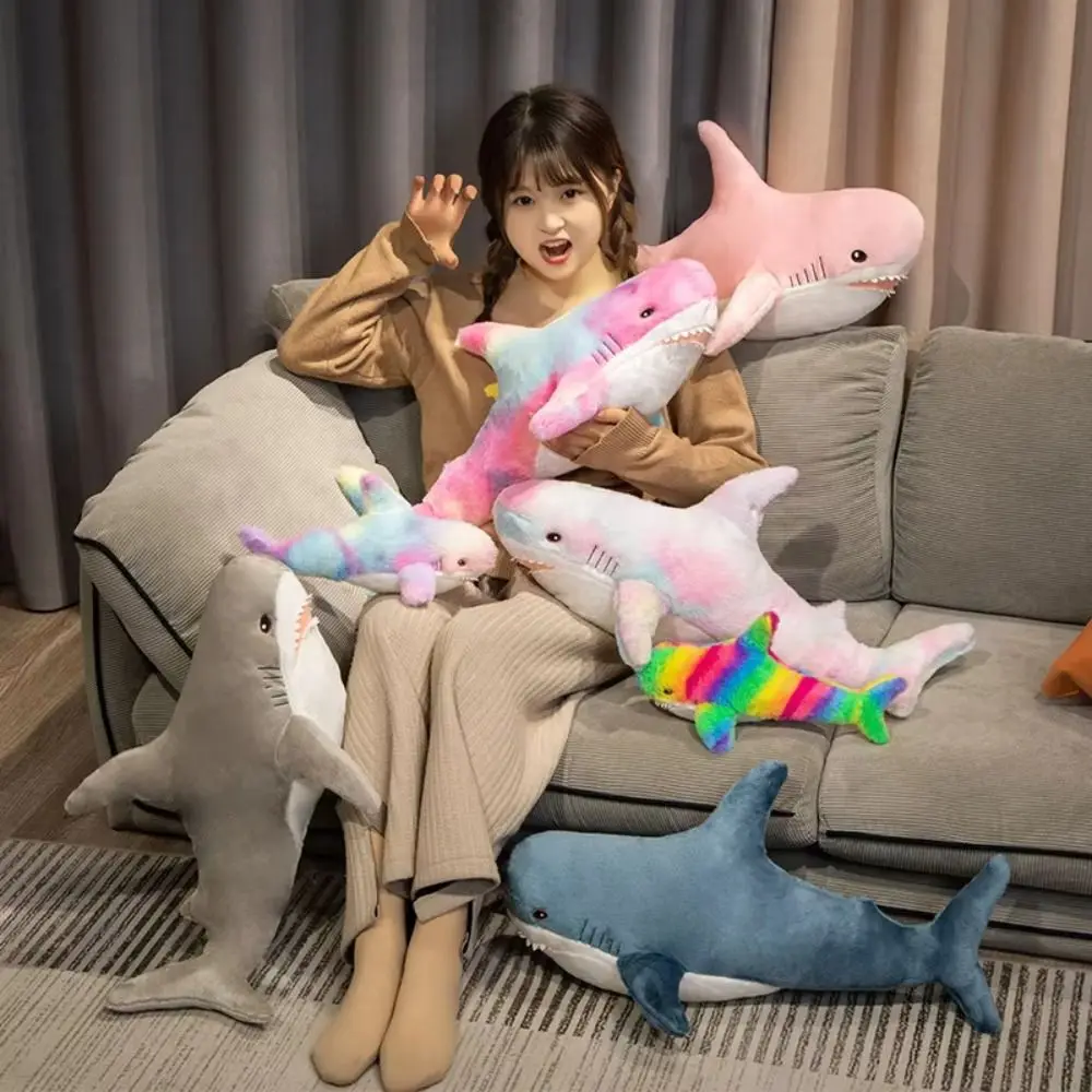 สัตว์การ์ตูน Shark Plush ของเล่นตลกยักษ์ Shark หมอนเบาะจําลอง Kawaii สัตว์หมอนเด็ก