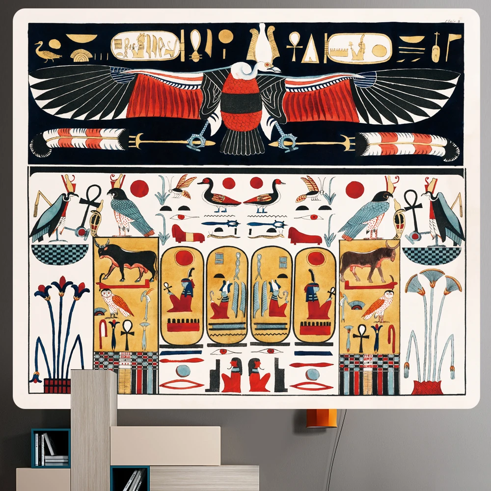Home Decor Egyptian Mural Print Polyester Tapestry Bedroom Boho Psychedelic Scene Yoga Mat Sofa Blanket Sheet tapiz