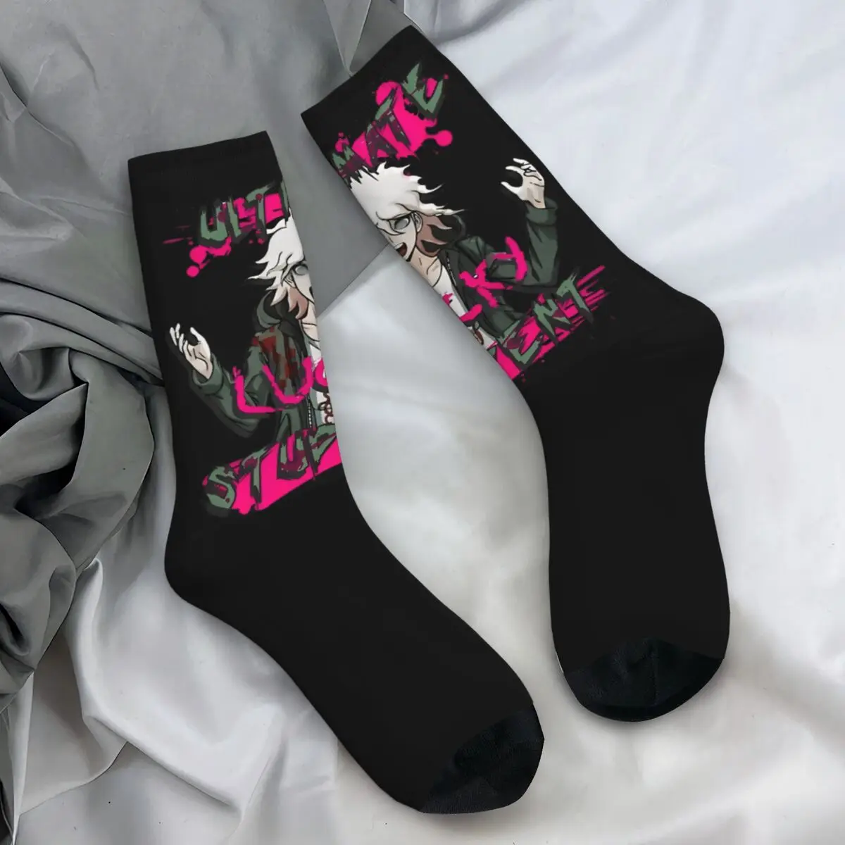 Nagito Komaeda Voice Socks Danganronpa Makoto Funny Stockings Couple Soft Cycling Socks Winter Design Non Skid Socks