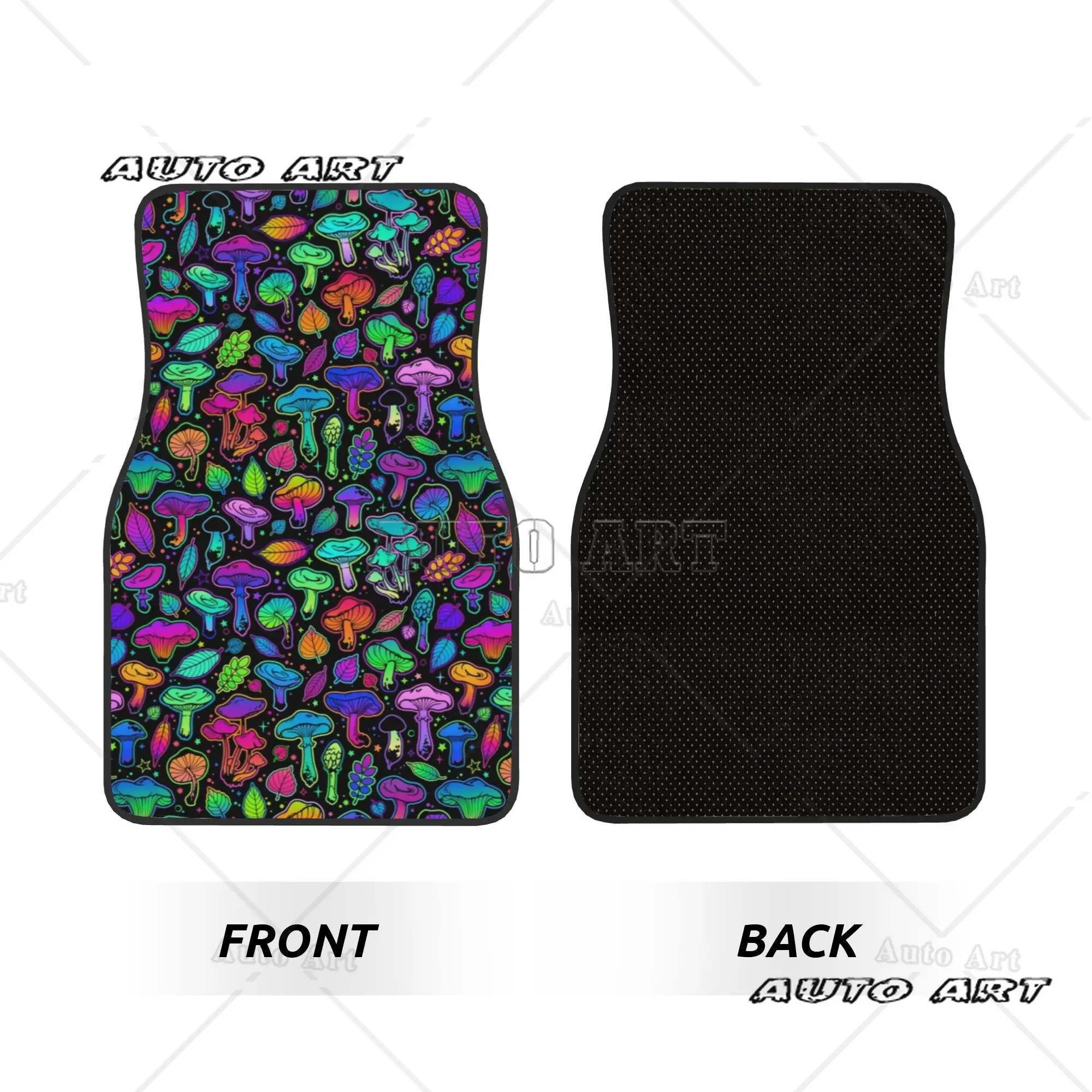Crystal Velvet Car Floor Mats 4 Pcs Carpets Rugs Magic Rainbow Mushroom Mysterious Universal Car Front Rear Carpets Foot Mats