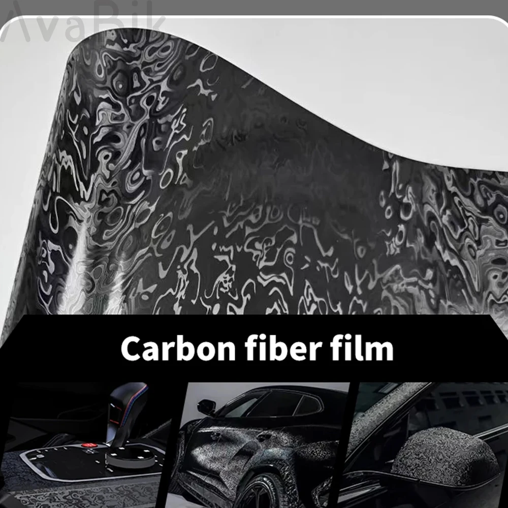 New PET HD Black Premium Damaskus 3D Forged Carbon Fiber Wrapping Vinyl Covering Film PPF With Air Release Initial Low Tack Glue