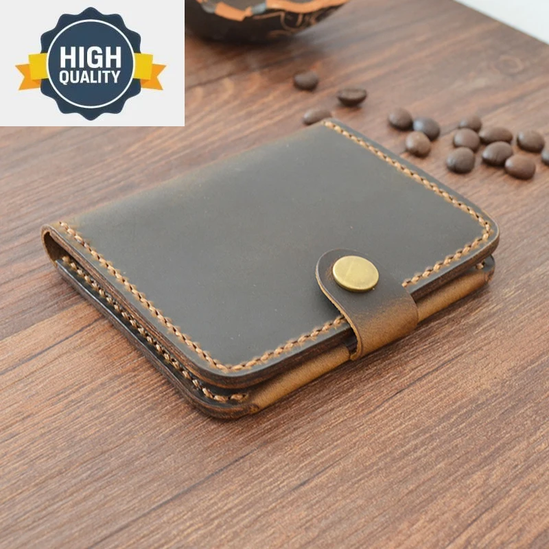 

Handmade Simple 100% Crazy House Genuine Leather Men Card Holder Credit Wallet ID Case Easy Carry