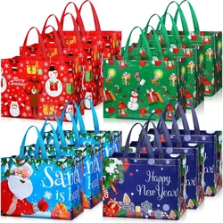 Large Christmas Gift Bags Reusable Grocery Shopping Handbag Non Woven Santa Claus Xmas Tree Snowman Printed Pattern Party