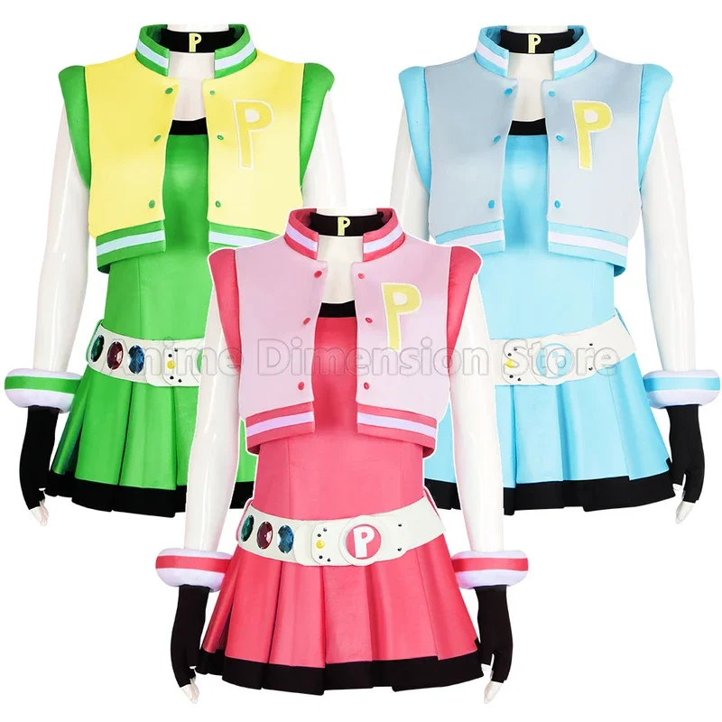 Marvel blossom cosplay costumes dress anime Powerpuff Girls rode play uniform Halloween party dressing for women