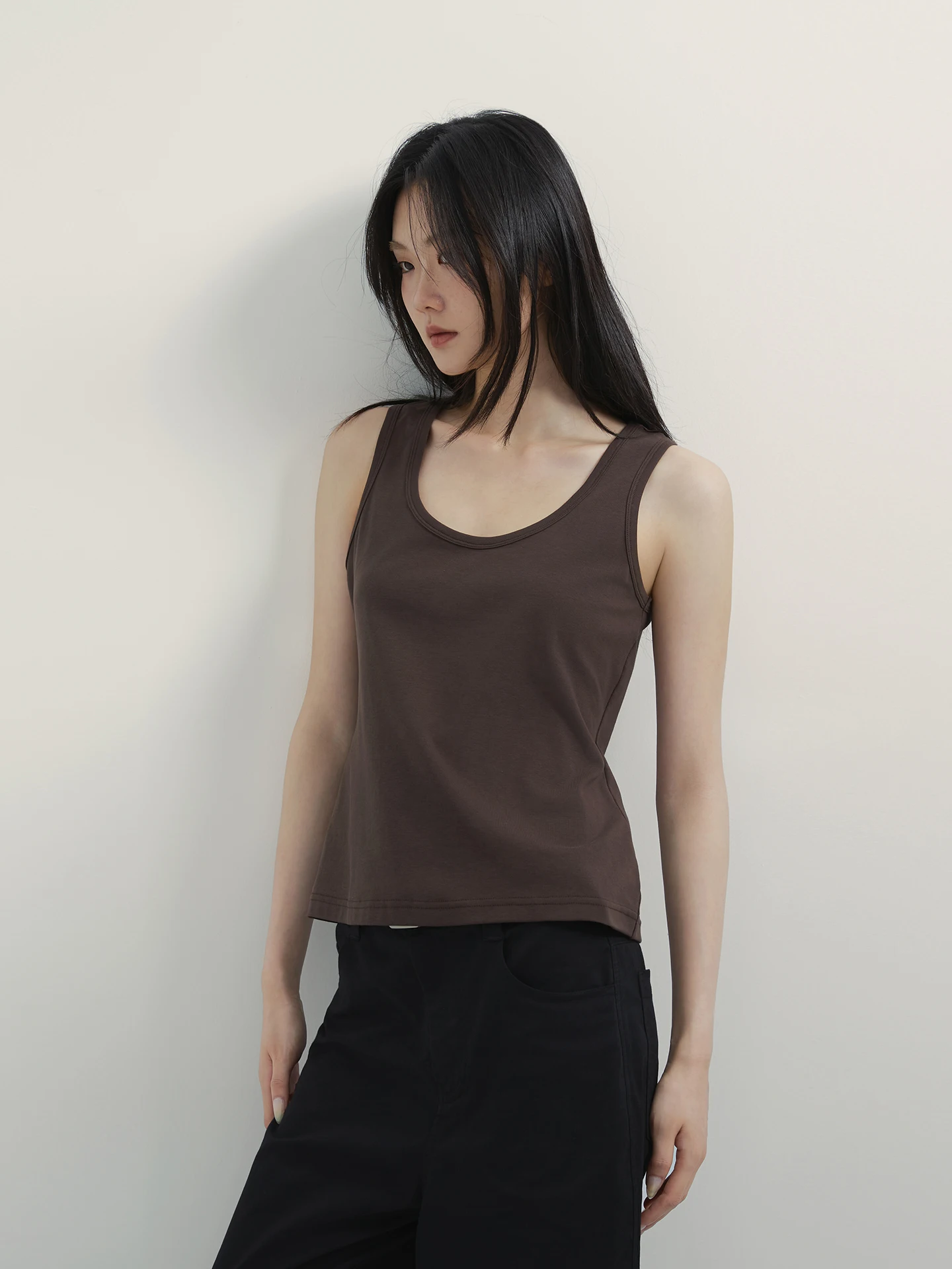 

Женская базовая майка-топ без рукавов с круглым вырезом, облегающая, из высокоэластичного хлопка и нейлона, для ношения под одеждой, H-образный крой