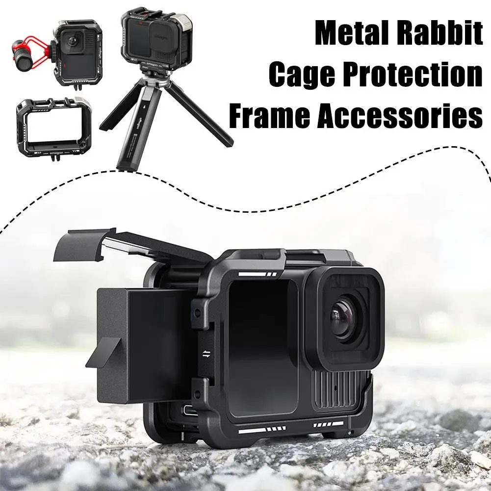 Metal Rabbit Cage FOR GoPro 13 Horizontal And Vertical Protective Frame With Cold Shoe Mount Adapter Sports Camera Accessor Z2L4