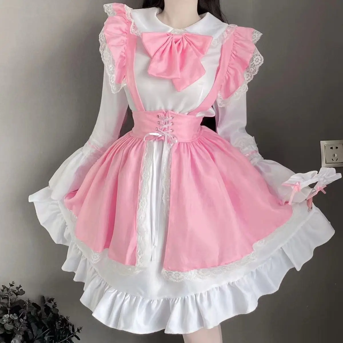 Pink Lolita Dress Large Size Cute Student Sexy Uniform Seduction Japanese Lolita Dress Anime Set