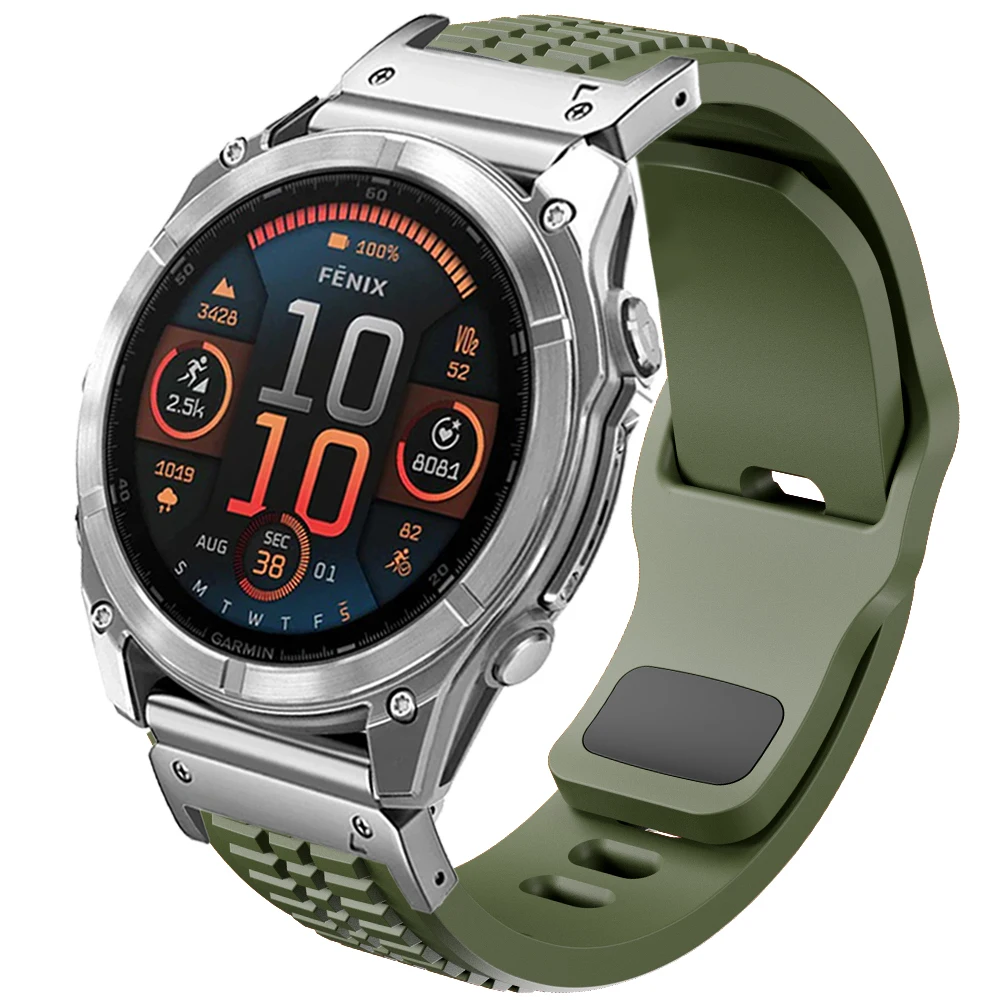 حزام سيليكون 26 ملم لساعة Garmin Fenix 8 7X Pro Tactix 7 EPIX Pro Quick Fit Soprts Band لـ Garmin Enduro 3 2X Instinct 3 2X