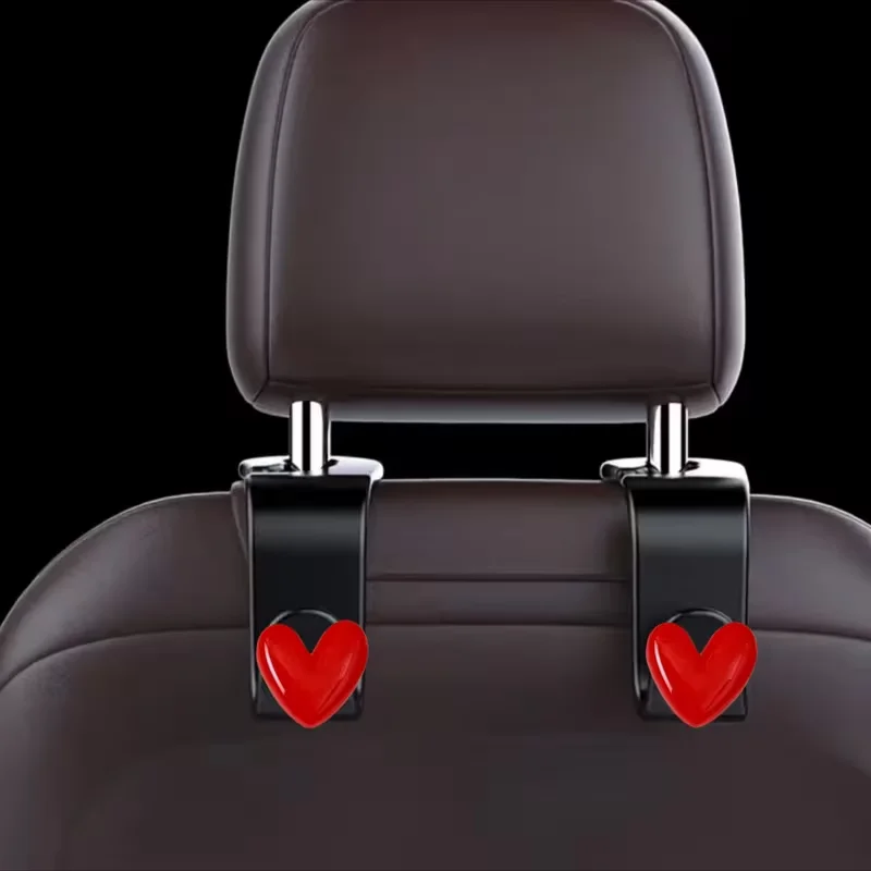 قطعتان من خطاف مسند الرأس لمقعد السيارة اللطيف ثلاثي الأبعاد - منظم تخزين السيارة العالمي لحقائب اليد والمحافظ والسترات