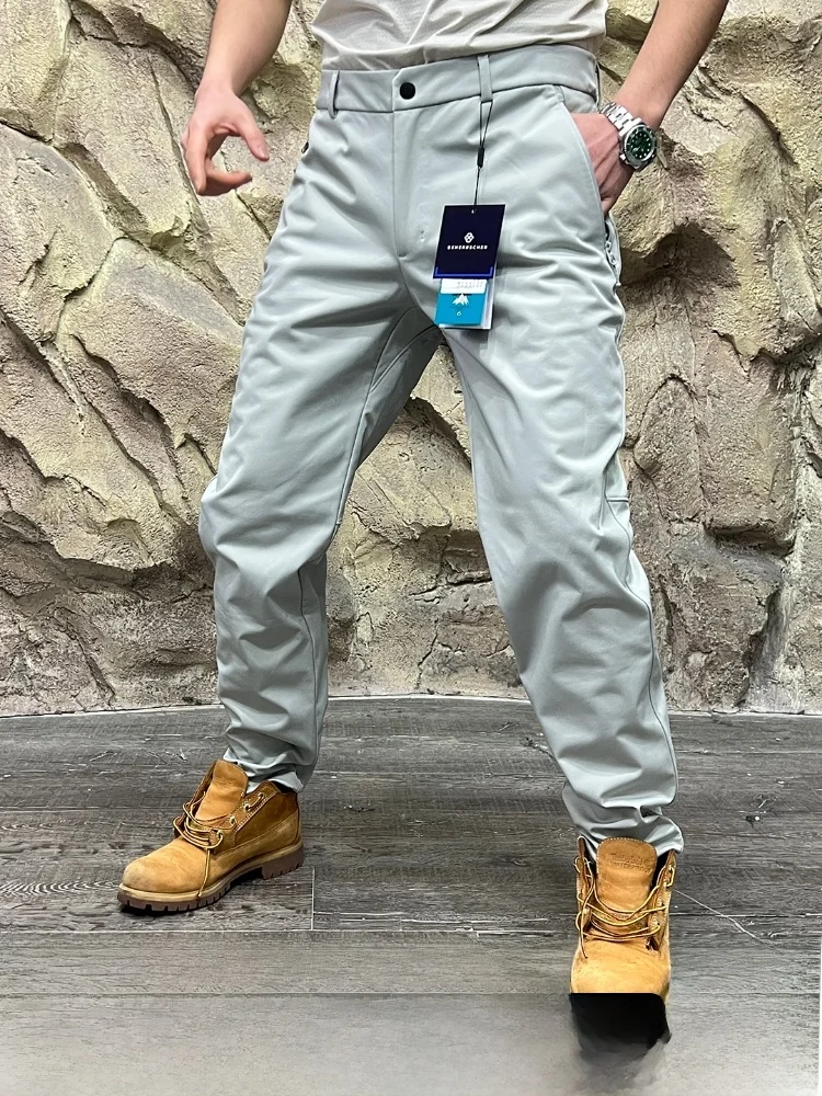 

Outdoor Commuting Men's Fce Lined Soft ell Long Pants Windproof Straight Leg Trousers Nylon Spandex Blend Youth Faion