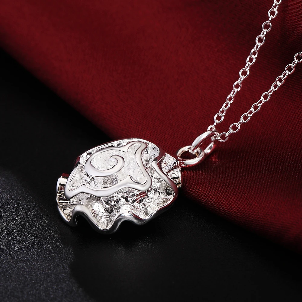 925 Silver Jewelry Hot selling Foreign Trade Rose Pendant Women's Necklace Wedding Matching Trendy Gifts