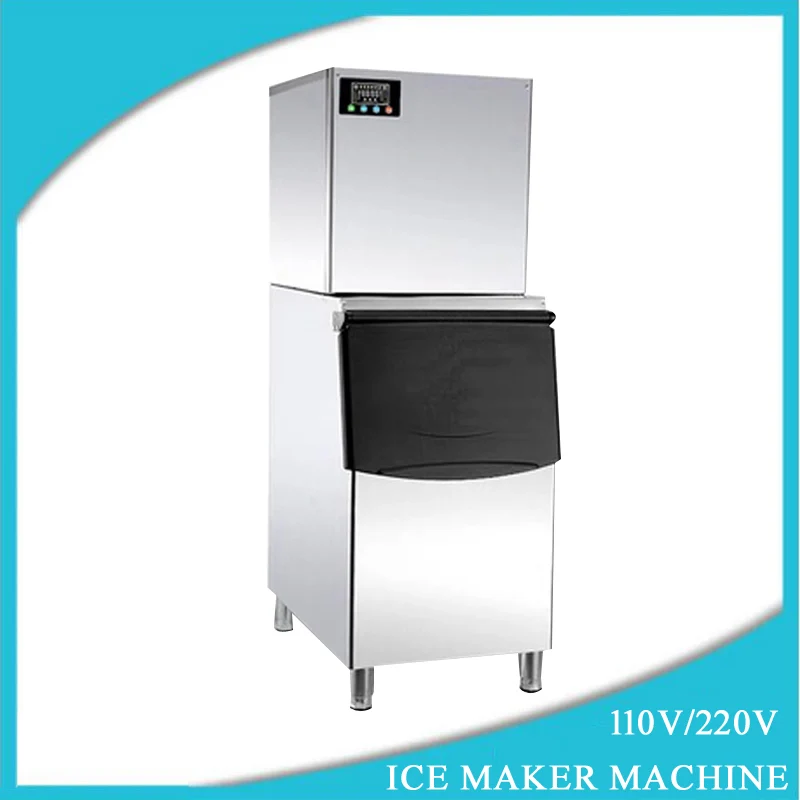 Commercial Fully Automatic Ice Maker Square Cube Maker for Milk Tea Shop Large Hotel Bar Counter KTV High Capacity Ice Productio