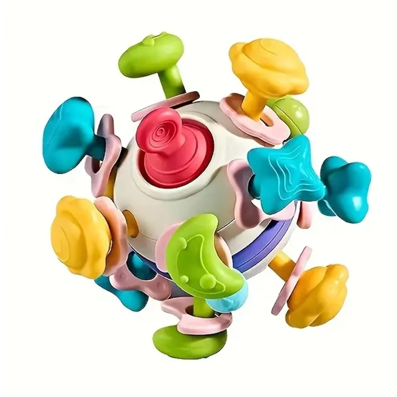 A19Q-Soft Rubber Hand Grab Ball Space Hand Grip Ball Soft Rubber Finger Exercise  Baby Teether Rattle Toys For Newborns