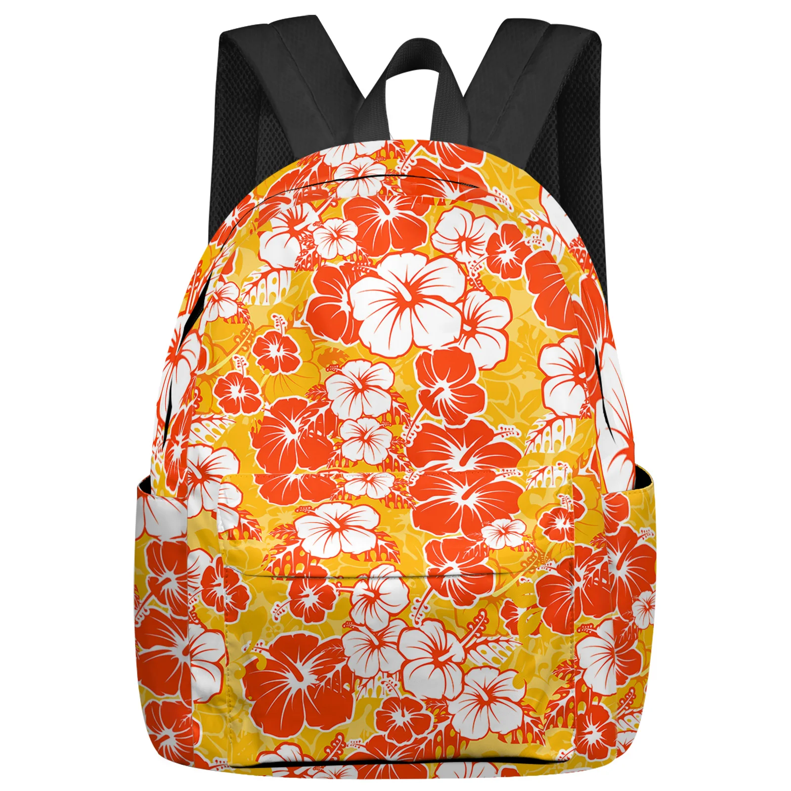 Hawaiian Tropical Flower Texture Backpack Teenagers Student School Bags Laptop Custom Backpack for Men Women Travel Bag