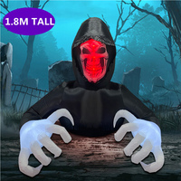 1.8M Halloween Inflatable Horror Grim Reaper Spooky Ghost with Lights for Outdoor Garden Yard Lawn,Inflatable Yard Decorations