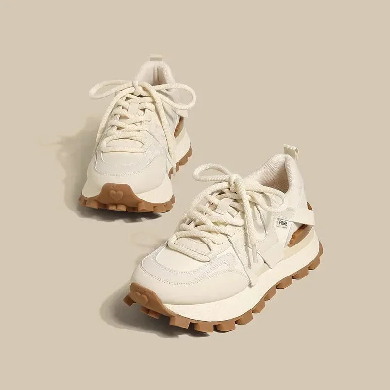 

Новинка 2023 года, спортивная обувь для бега, отдыха, папы для женщин, универсальные вафельные кроссовки на мягкой подошве из мягкой кожи на толстой подошве