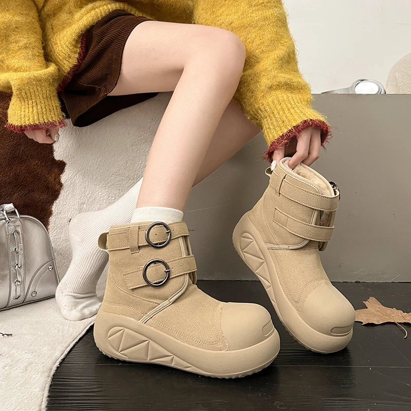 Fashion Thick Soled and Plush Thick Snow Boots for Women 2025 New Winter Warm and Non Slip Cotton Shoes for External Wear