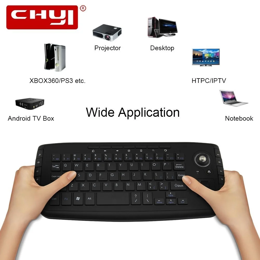 2.4G Wireless Trackball Keyboard Computer Office Multi Handheld Keycaps Gaming Keypads For Android TV Box PC Laptop Keyboards