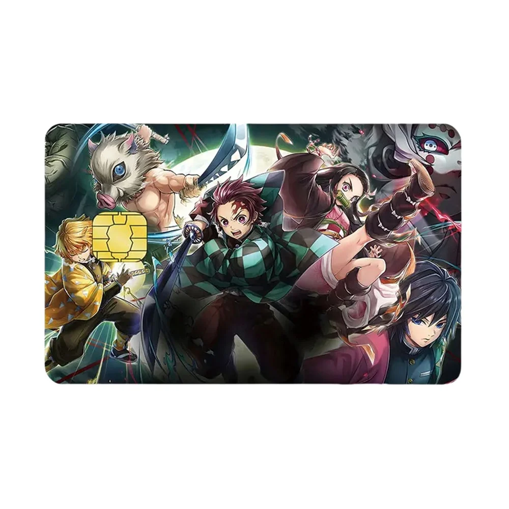 Demon Slayer Anime Bank Credit Cards Kamado Tanjirou Pass Stickers Decoration Waterproof Scratch Resistant Stickers Gifts