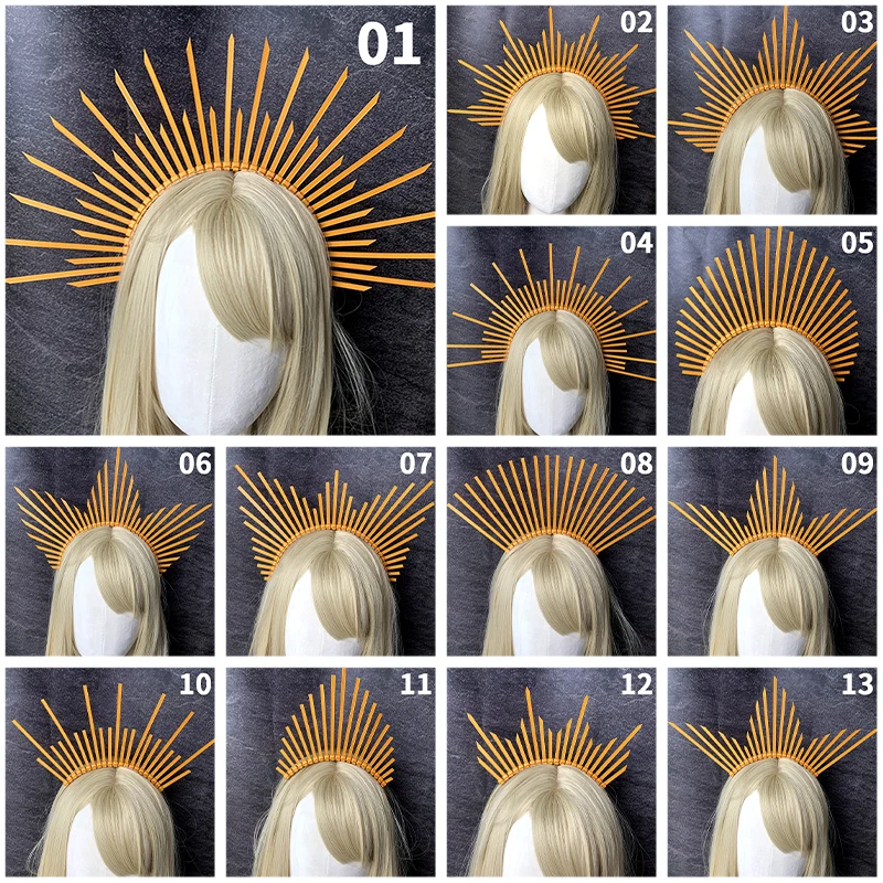 Fairy Vintage Sun Goddess Baroque Halo Cosplay Headpiece Parts Gothic Lolita Tiara Crown Un-Finished Headband Diy Material