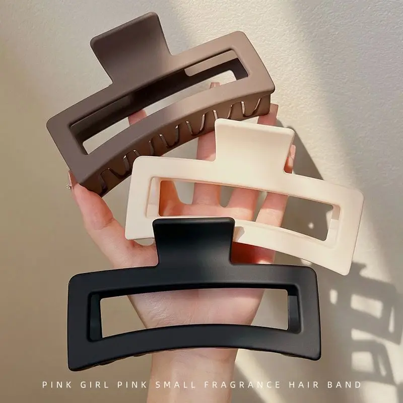 

13cm Simple Frosted Large Rectangular Hair Clip for Women Elegant Temperament Shark Clip Fashionable Girl Hair Clamp