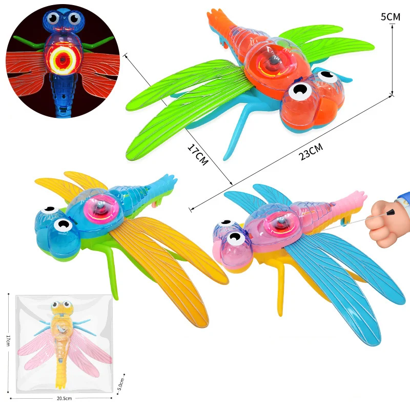 Children's Cartoon Pull String Drawing Dragonfly Funny Puzzle FlashToy Kids Birthday Party Toys