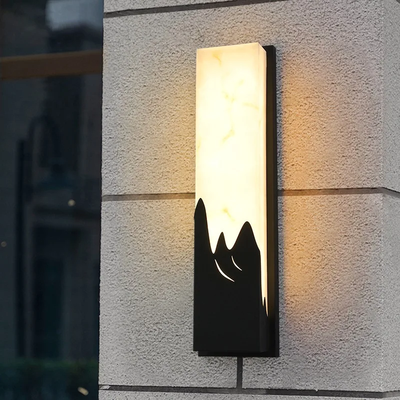 

Modern Stainless Steel LED Wall Light Waterproof IP65 85~265V Lmitated Marble Porch Lamp For Outdoor street path sconce Lighting