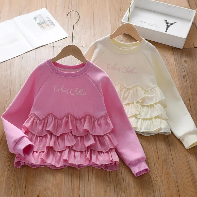 

Толстовка для девочек, весна-осень 20220, новый стиль, детский модный топ с длинными рукавами для девочек, осенний наряд, базовая рубашка