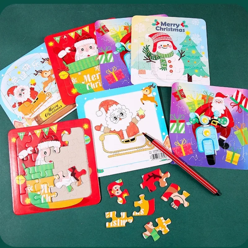 Mini Puzzle en Papier de Noël, Père Noël, Bonhomme de Neige, Cadeaux de ixd'Anniversaire pour Enfant, Récompenses de Maternelle