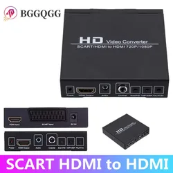 Конвертер BGGQGG SCART HDMI-HDMI, Full HD 1080P, цифровой видеоконвертер высокой четкости, адаптер питания для ЕС/США для HDTV HD