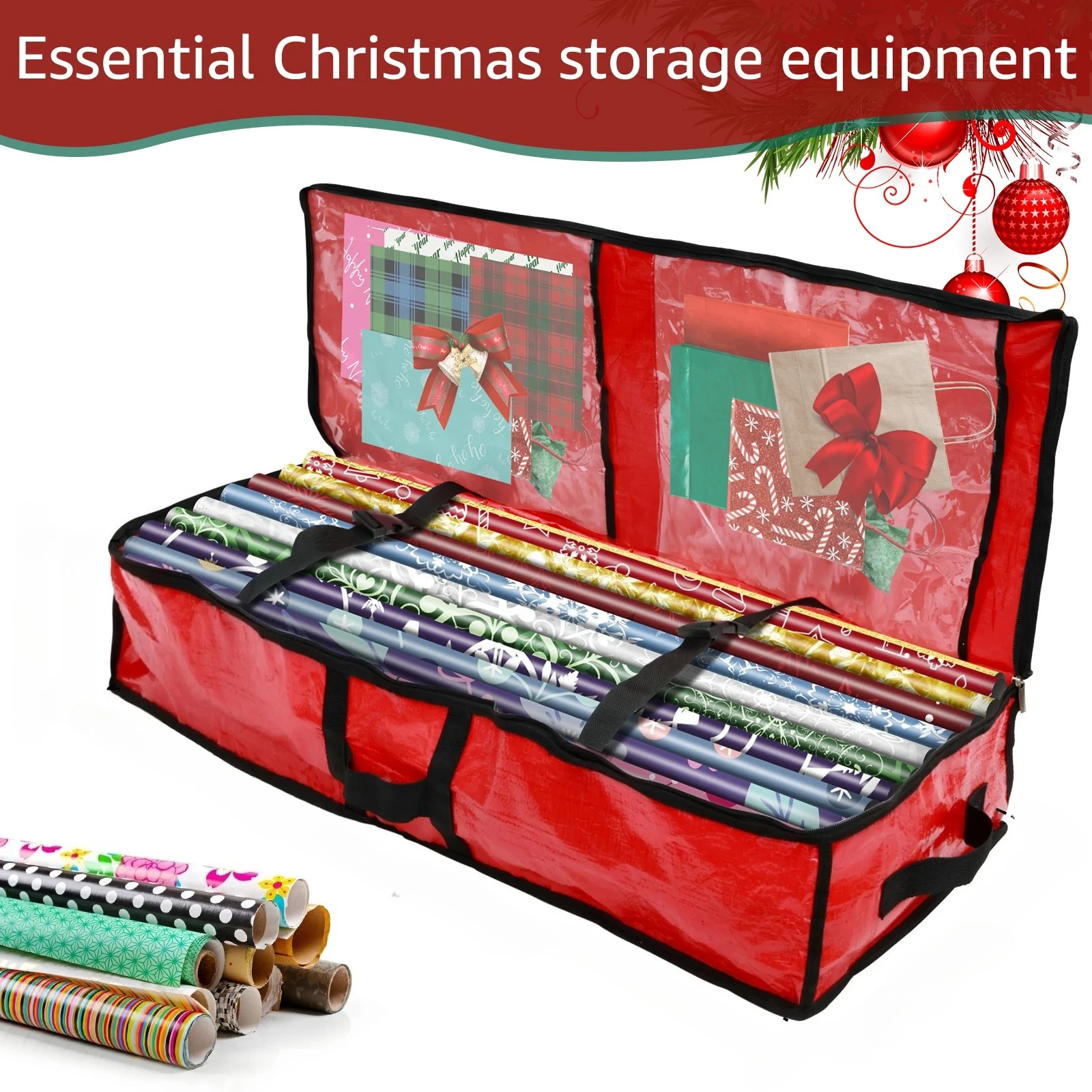Weihnachten Geschenkpapier Aufbewahrungstasche Große Kapazität Wasserdicht Geschenkpapier Organizer Mehrzweck Home Underbed Storage Box