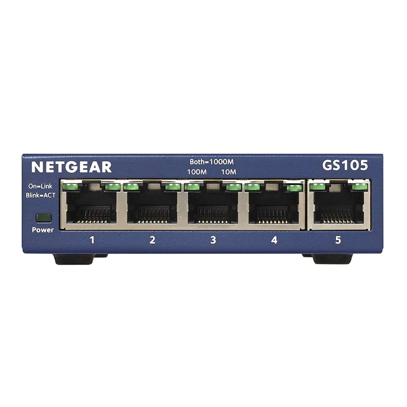 Netgear gs105ギガビットスイッチ,5ポート,10/100/1000ギガビット,イーサネット,帯域幅,10 gbps,非管理デスクトップスイッチ