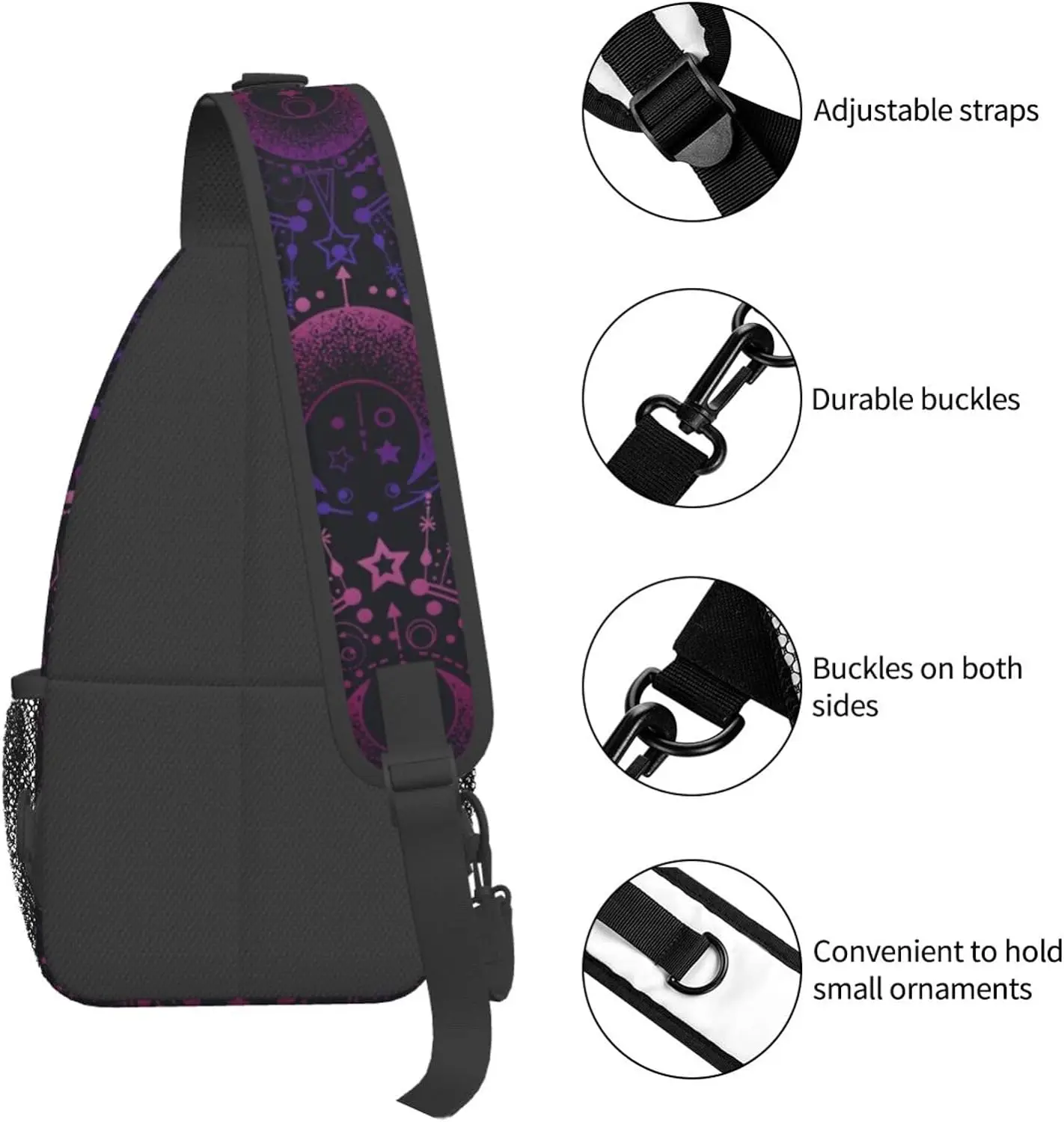 Sling Bag for Men Women Magic Astrology Witch Moon Crossbody Backpack Casual Hiking Daypack for Travel Sport Running Chest Bag