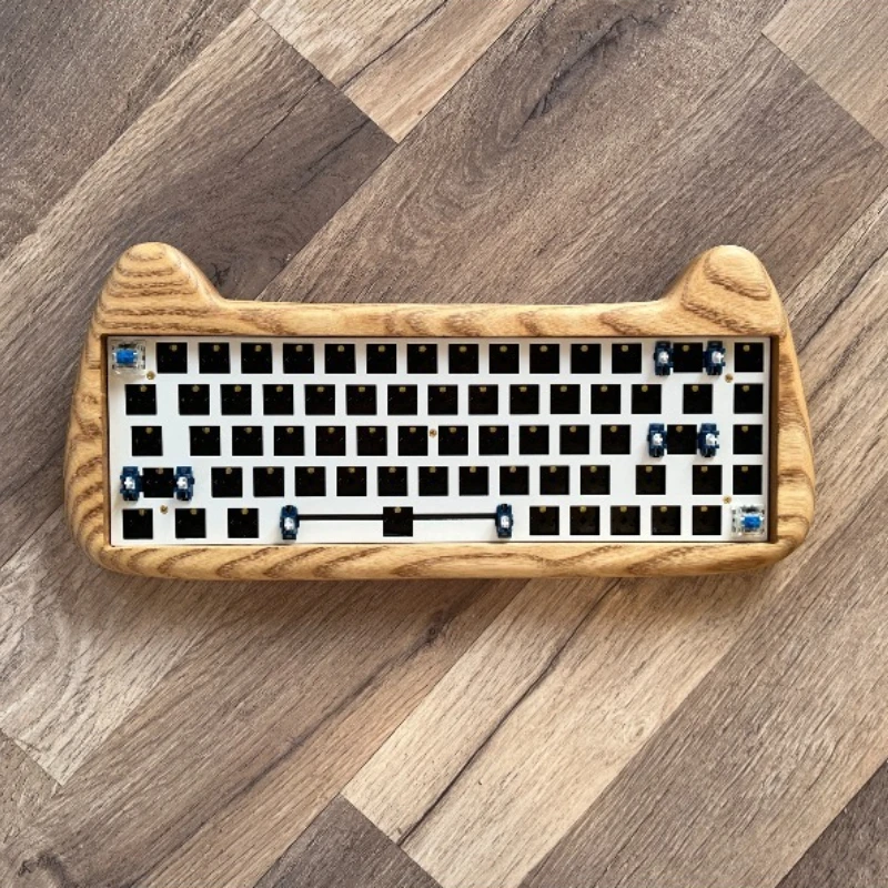 

Cat Style Black Walnut Mechanical Keyboard Kit Customized Hot Swappable Wireless Tri-mode Ergonomic Switch Keyboard Accessories