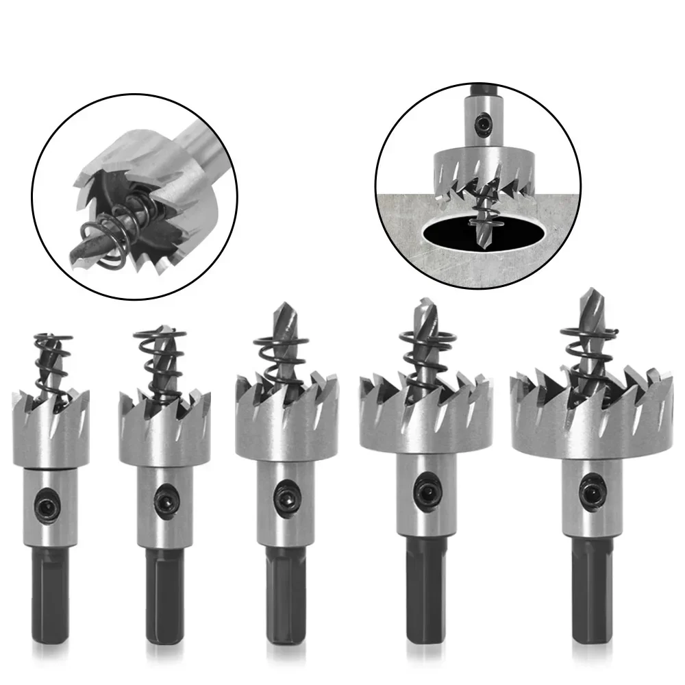 5Pcs Carbide Tip HSS Drill Bit Hole Saw Set Stainless Steel Metal Alloy 16/18.5/20/25/30mm Woodworking Tools