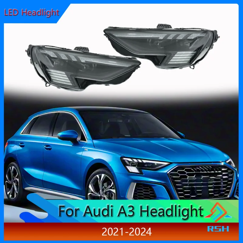 For Audi A3 Headlight Assembly 2021-2024 Modification Featuring Matrix High-End LED Projector Lenses Daytime Running Lights