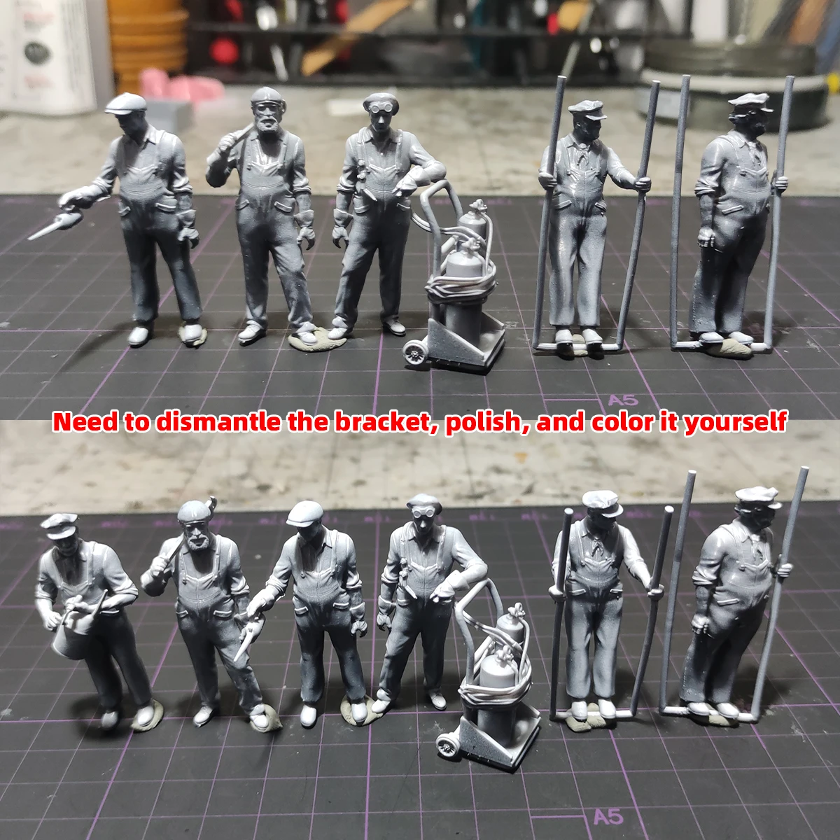 1/35 1/48 1/72 Z HO Modellbahn Maßstabsmodell-Set 3D Harz Miniatur-Soldatenfiguren Diorama Unbemalte Eisenbahner DIY – Detail 9