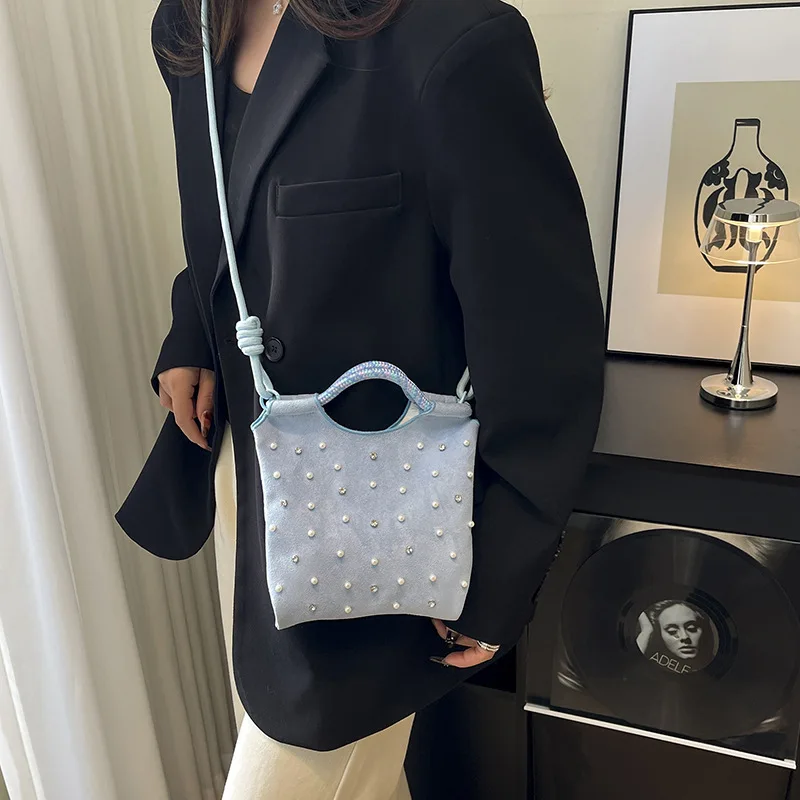 

Crossbody Bag Simple Pearl One-Shoulder Bag Niche Individualistic Trendy Suitable All-matching Korean Handle Woman
