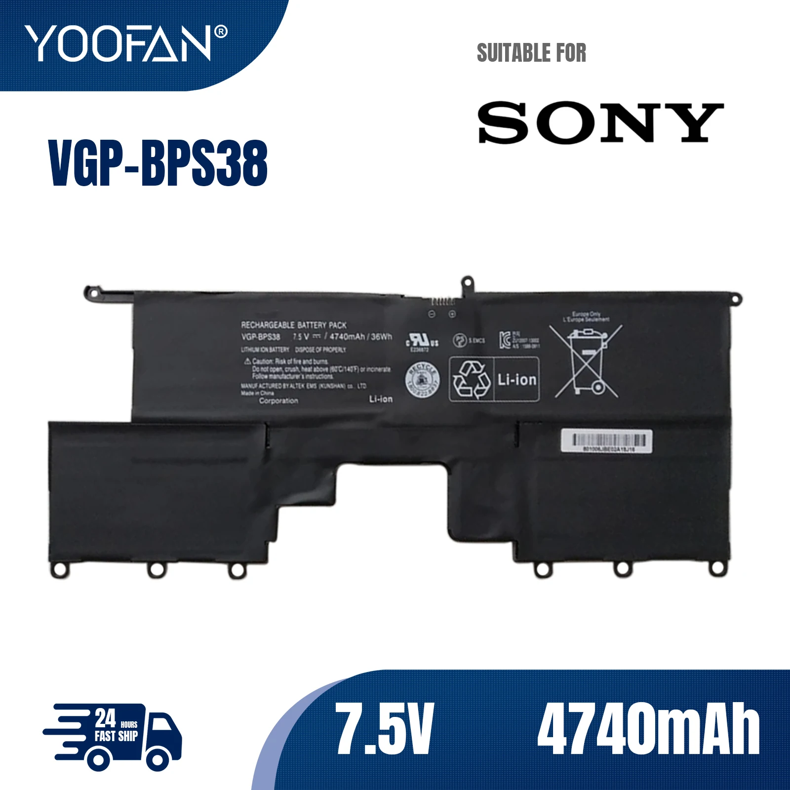 

YOOFAN аккумулятор VGP-BPS38, портативный набор для SONY VAIO PRO11 PRO13 SVP1321BPXB SVP13216PG SVP132A1CM SVP11217S