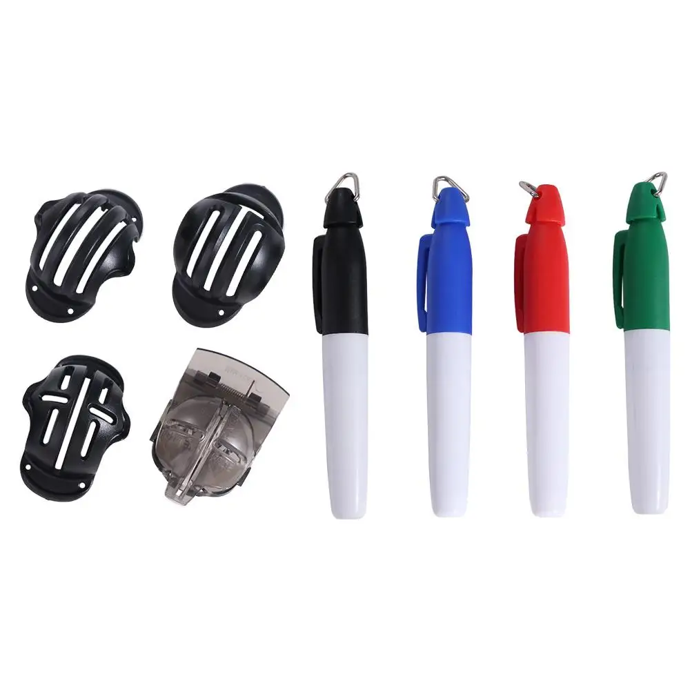 8Pcs/Set Vibrant Colors Golf Ball Line Marker Set 4 Marking Stencils Precision Golf Balls Alignment Exerciser 4 Pens